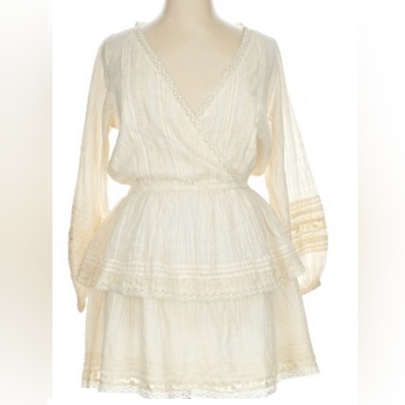 XL New w/Tags American Eagle Outfitters Cream Long Sleeve Lined Dress Lace trim - Picture 2 of 6